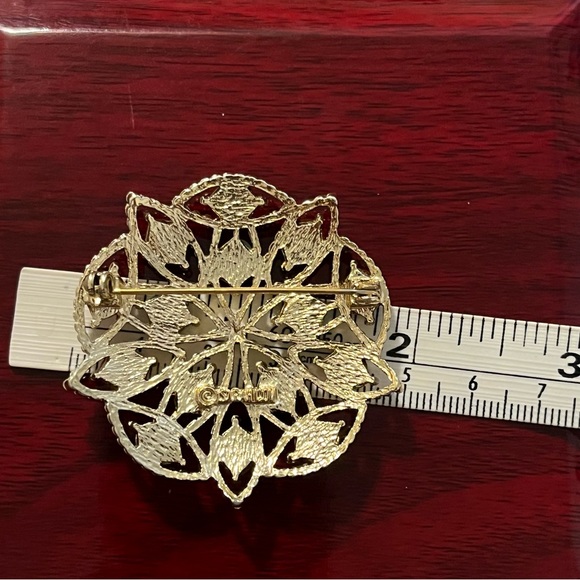 Sarah Coventry Orange & Green Cabochon Brooch - Picture 8 of 12